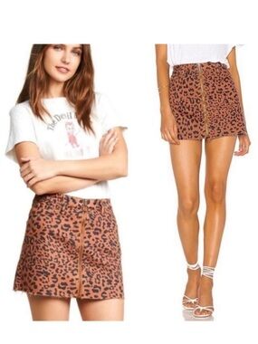 We The Free Leopard Print Skirt with Zipper